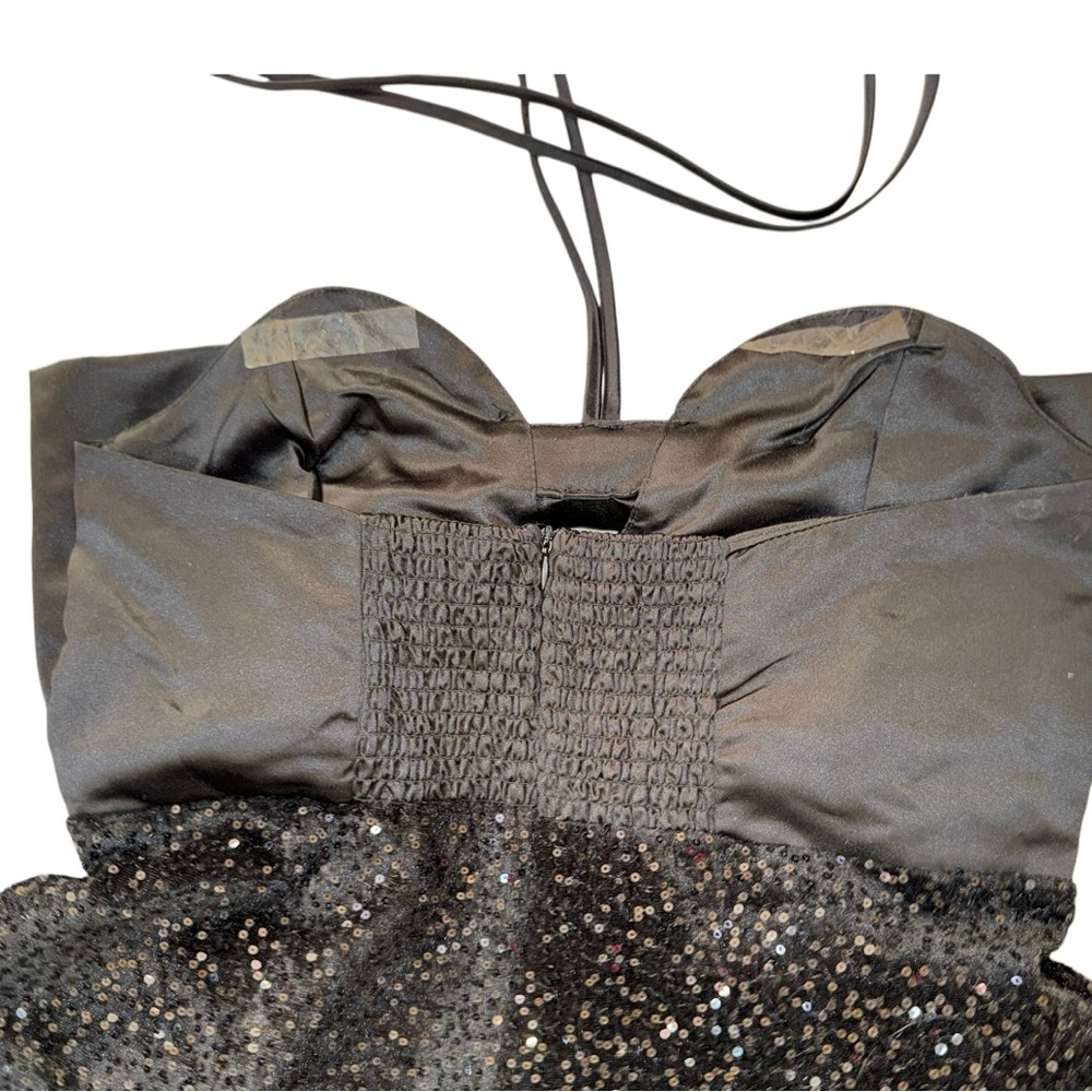 Y2K BLACK SATIN SEQUIN shorts romper party outfit women’s size large - Picture 8 of 13